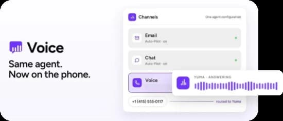 Voice AI answering the phone with the same agent configuration as email and chat