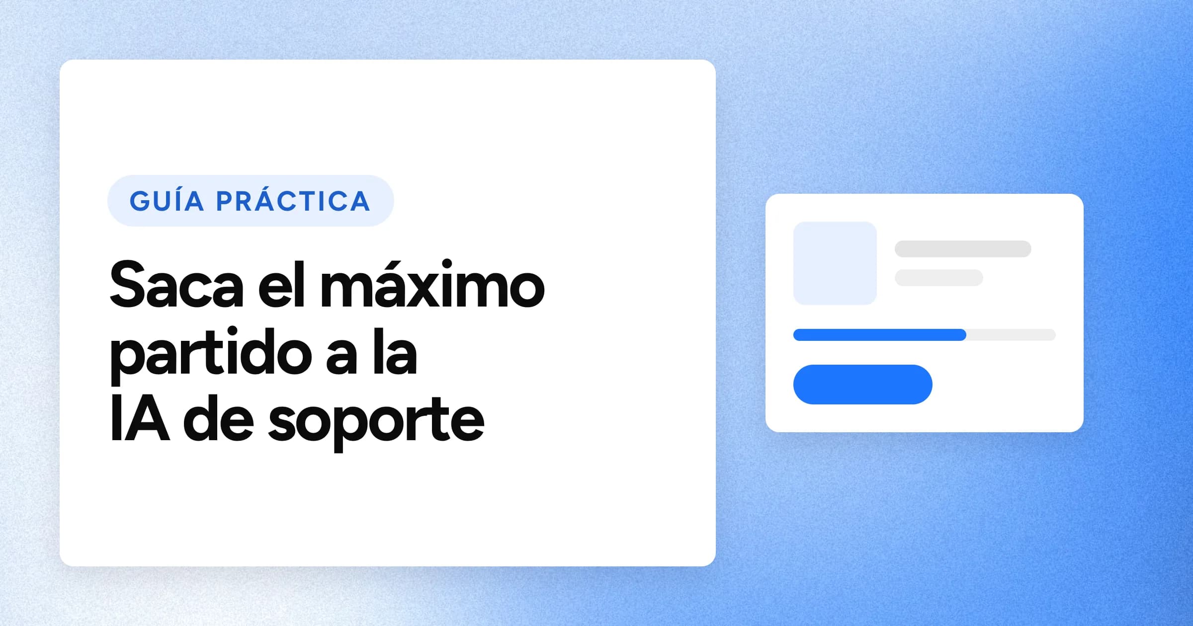Una etiqueta «GUÍA PRÁCTICA» y el titular en grandes letras blancas sobre un fondo azul con grano, con un motivo de tarjeta de estado de pedido a la derecha.