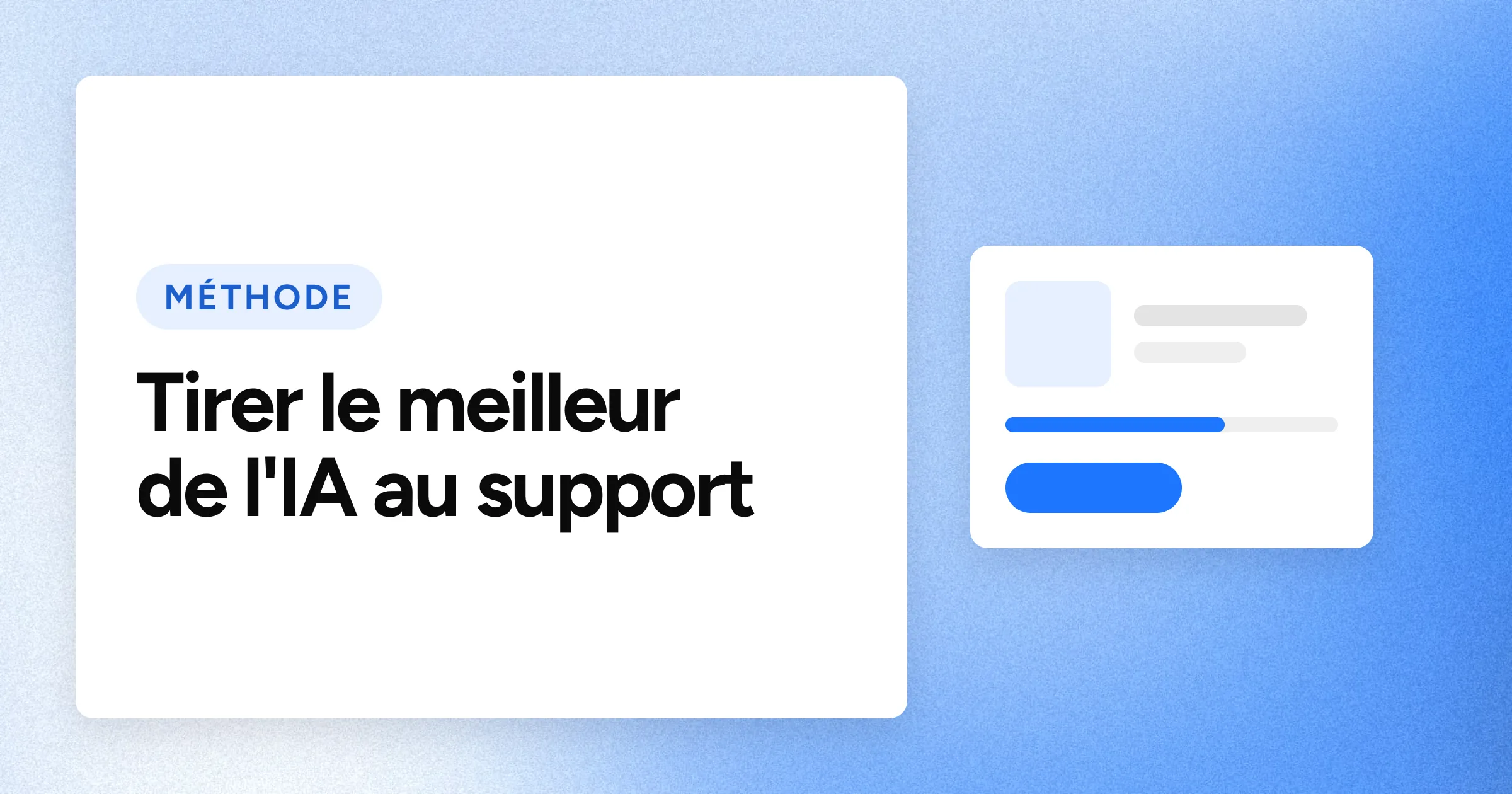 Une puce « MÉTHODE » et le titre en grands caractères blancs sur un fond bleu granuleux, avec un motif de carte de suivi de commande à droite.