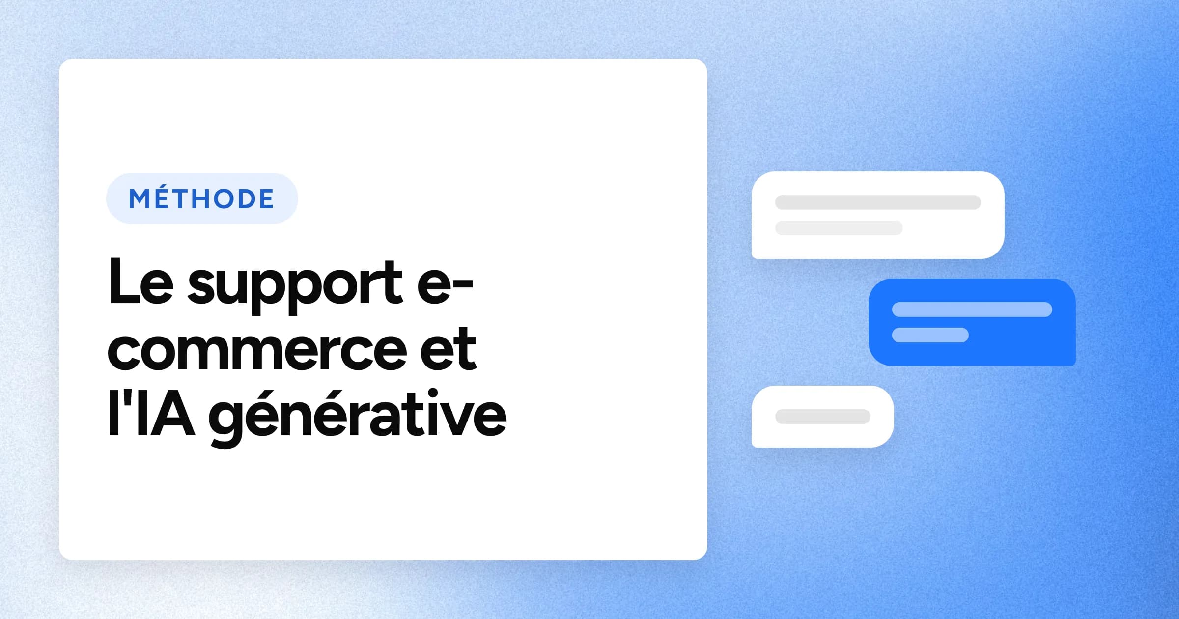 Une puce « MÉTHODE » et le titre en grands caractères blancs sur un fond bleu granuleux, avec un motif de bulles de discussion à droite.