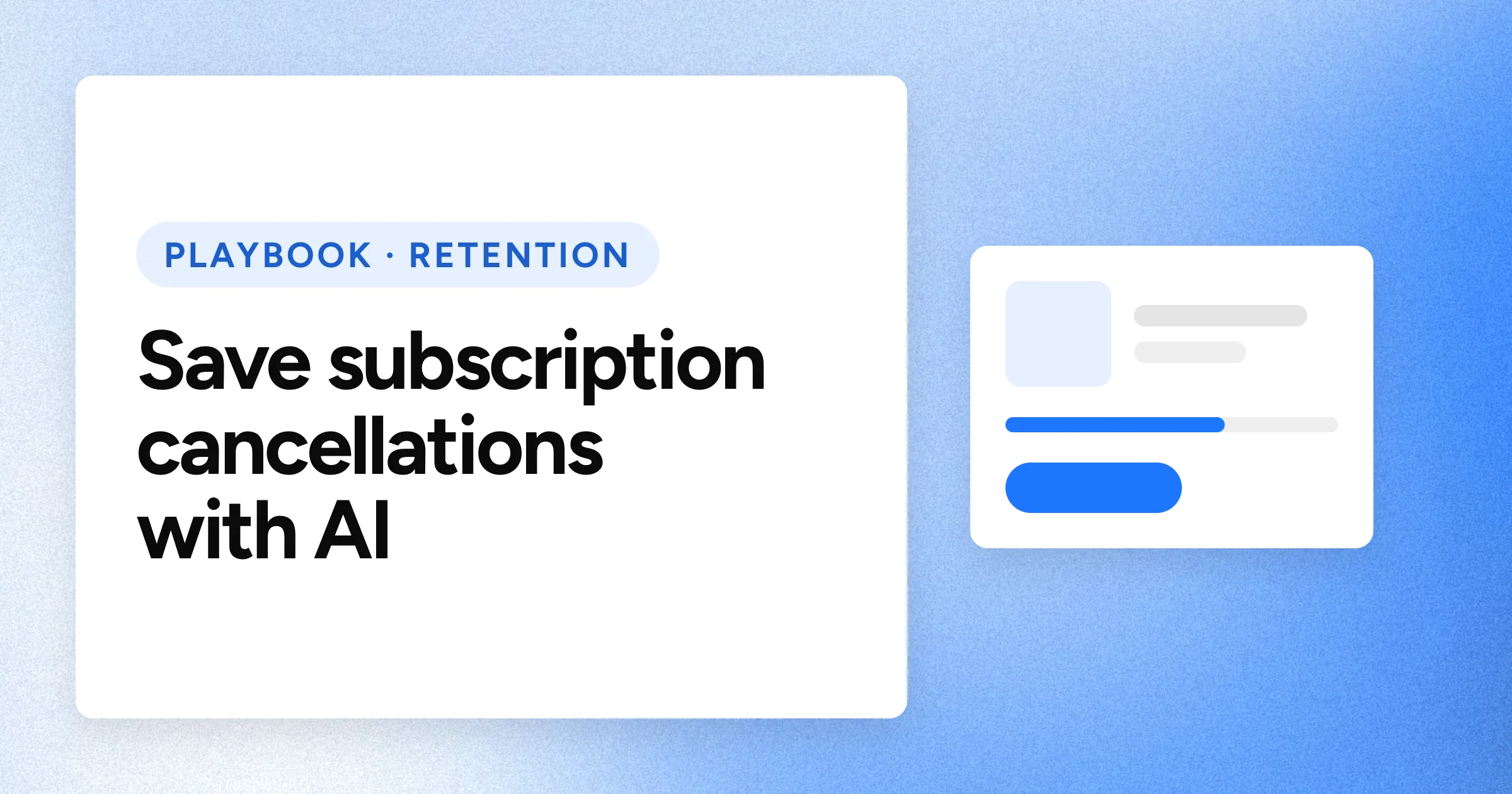 A "PLAYBOOK · RETENTION" chip and the headline in large white type on a blue grain background, with an order card motif on the right.