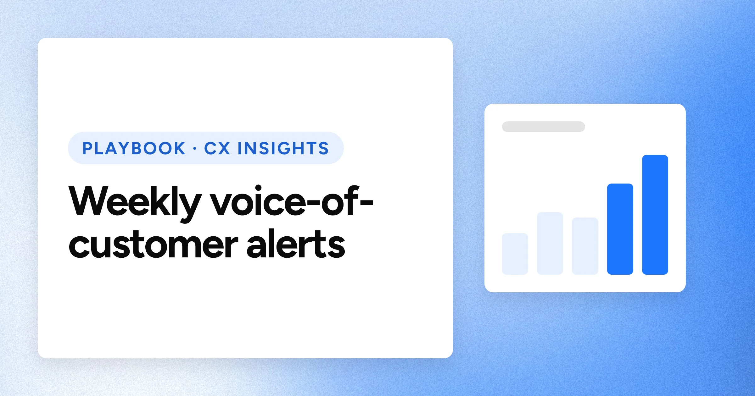 A "PLAYBOOK · CX INSIGHTS" chip and the headline in large white type on a blue grain background, with a chart motif on the right.