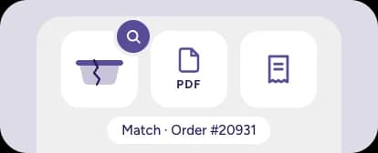 Damage photo, PDF and receipt read and matched to an order