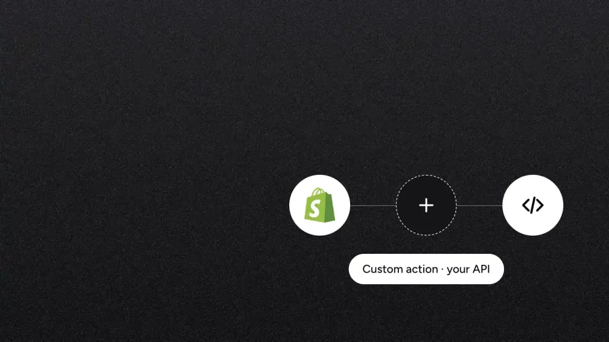 Shopify and your own API joined by a custom action in Yuma