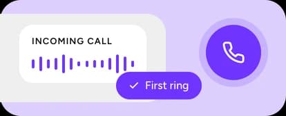 Incoming call answered by Yuma, with a live speaking waveform