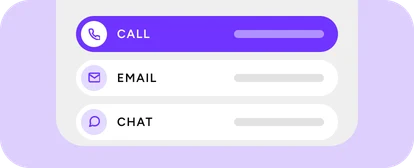 Conversations list with a call from Sarah Chen next to email and chat rows