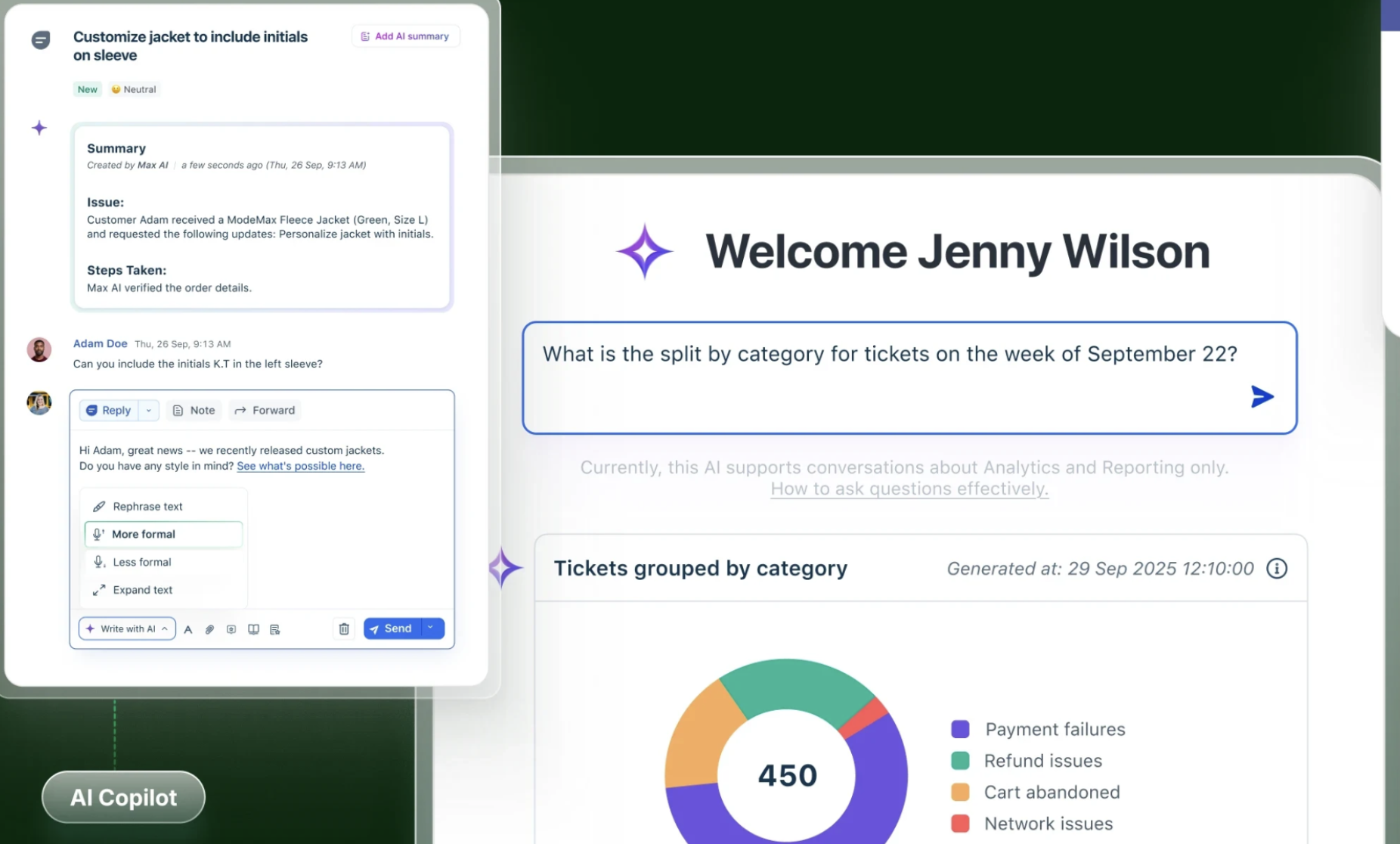 Freshdesk's customer service interface.