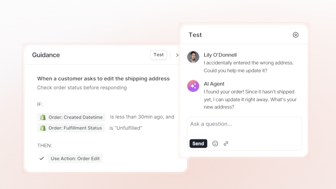 Gorgias AI chat interface.