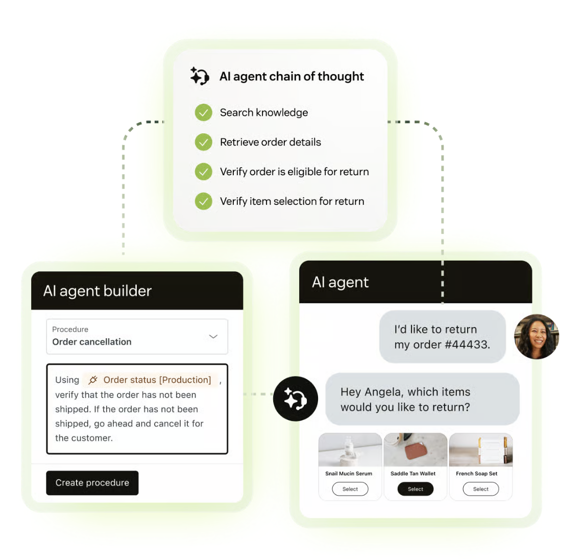 Zendesk AI's agent builder interface.