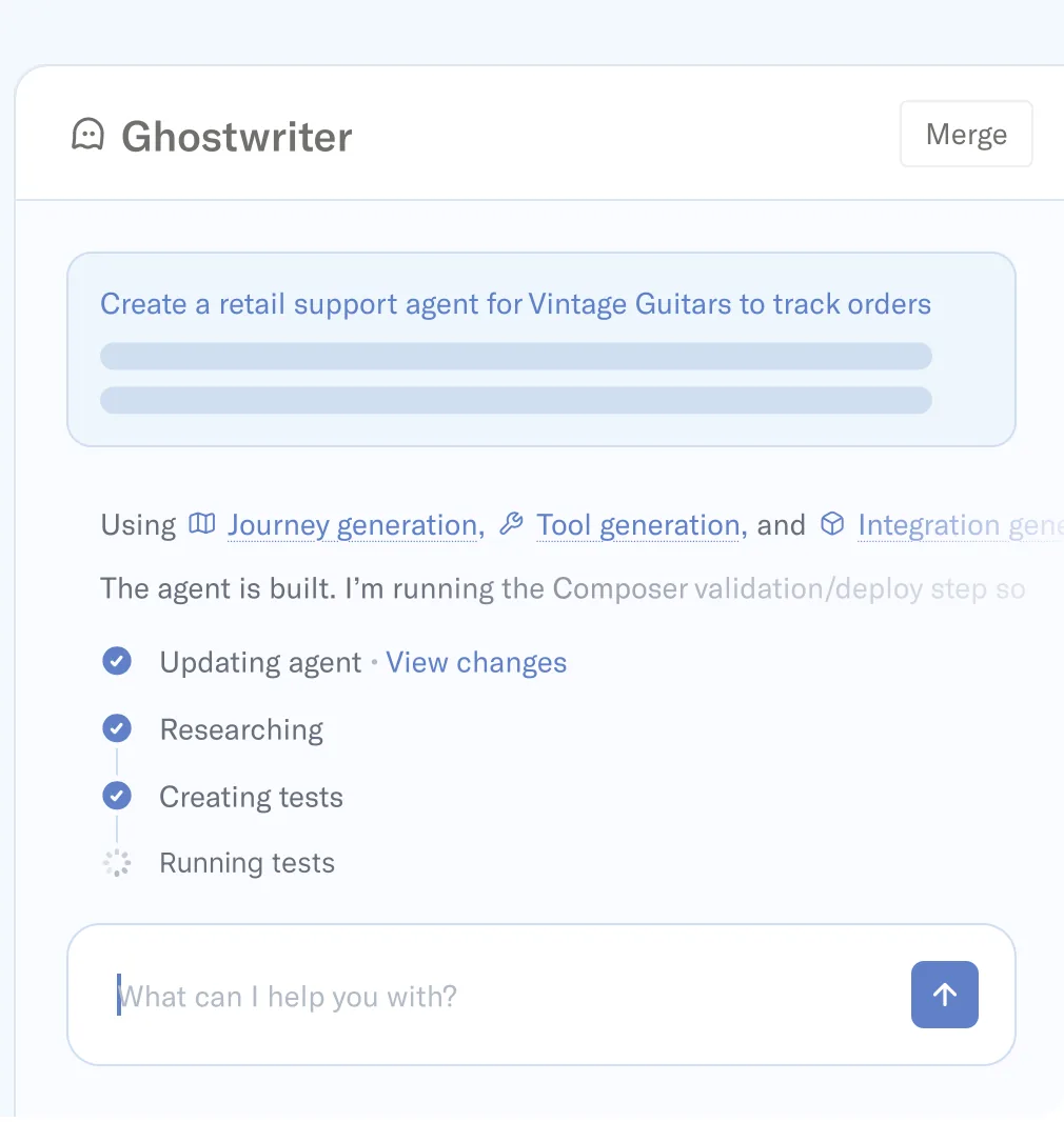 Sierra AI agent testing interface for validating automated resolutions before launch