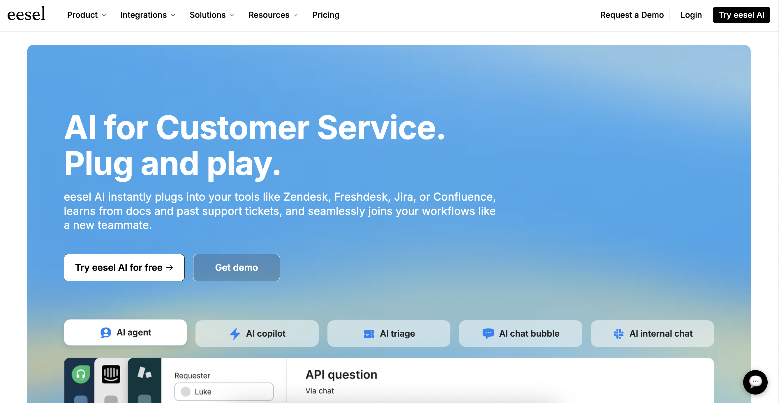 698606a73295d4d6425aa575 eesel AI website