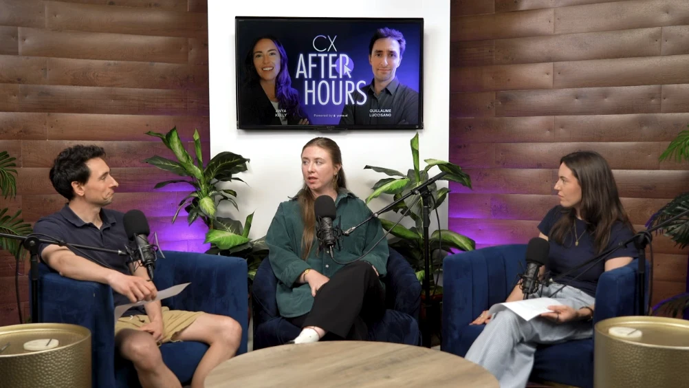Caroline ON Wilson with hosts Anya Kelly and Guillaume Luccisano recording CX After Hours