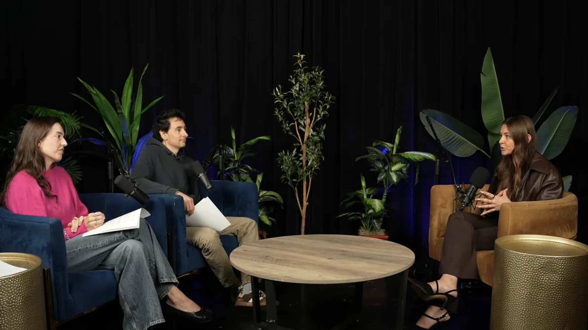 Zoe Kahn in the CX After Hours studio with hosts Anya Kelly and Guillaume Luccisano